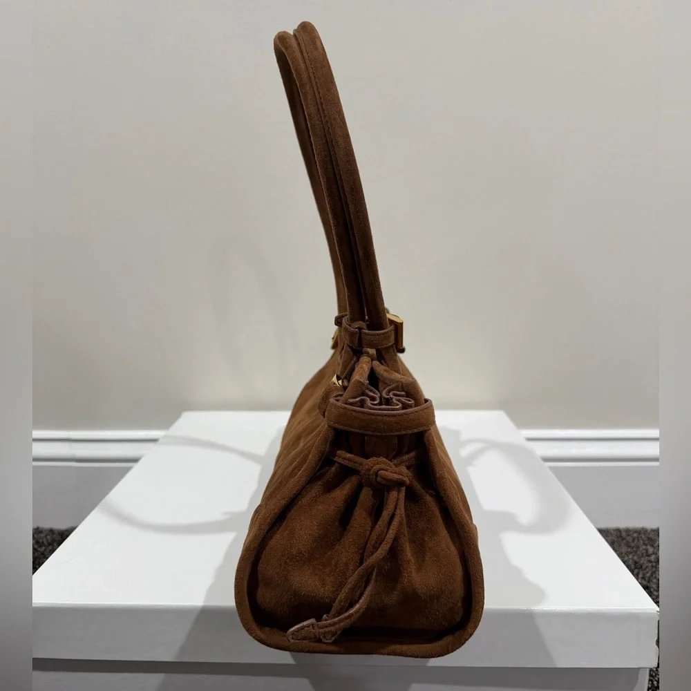 Prada Bonnie Medium Cinnamon Suede Handbag - Picture 4 of 14